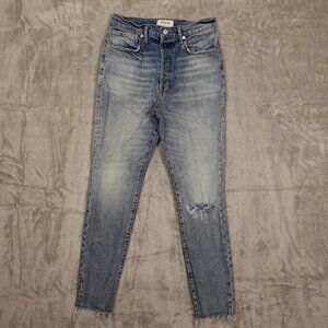 Free People jeans high rise skinny women's 30 light blue denim button fly‎